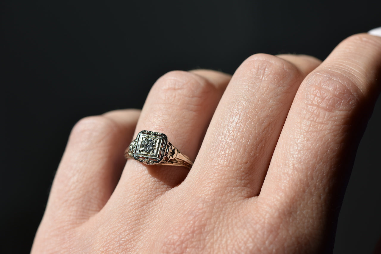 The Deco Diamond Solitaire Ring