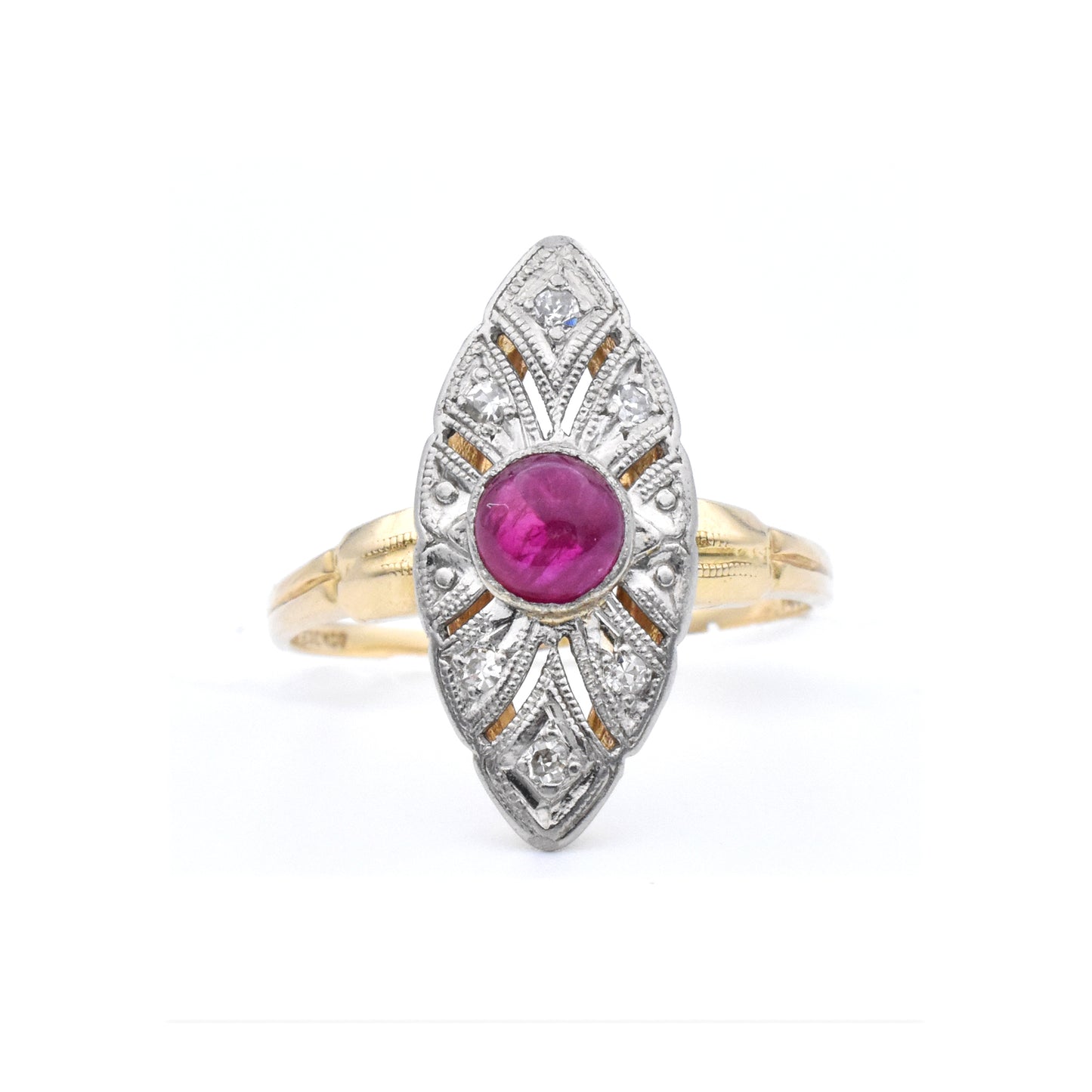 The Navette Ruby Cabochon Ring