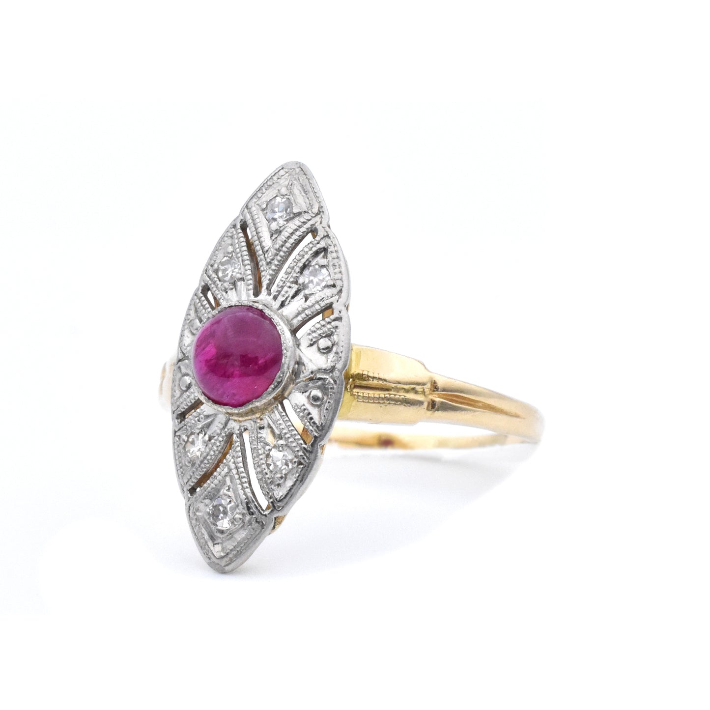 The Navette Ruby Cabochon Ring