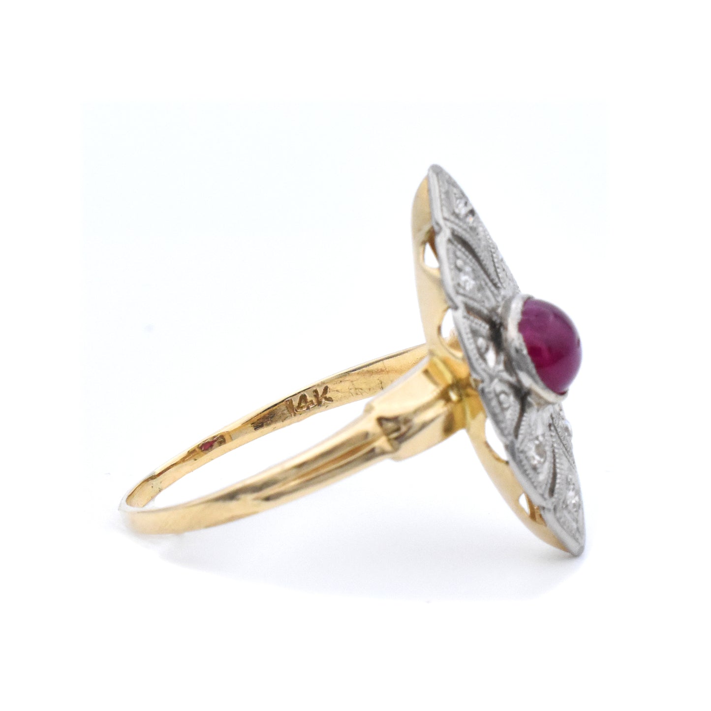 The Navette Ruby Cabochon Ring