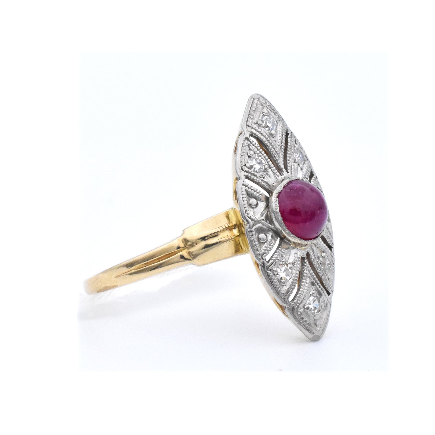 The Navette Ruby Cabochon Ring